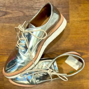 Silver platform brogues or oxfords